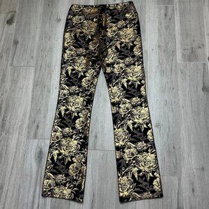 Soft Surroundings Gold Floral Slimming Flare Pants XS – Stretchy & Comfortable